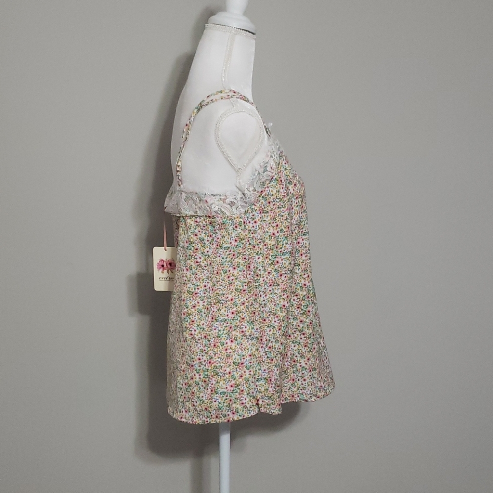 NWT Entro Floral Cami with Lace+Adjustable Straps - Picture 8 of 13